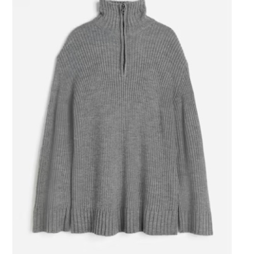 H&M Gray Ribbed Knit Sweater